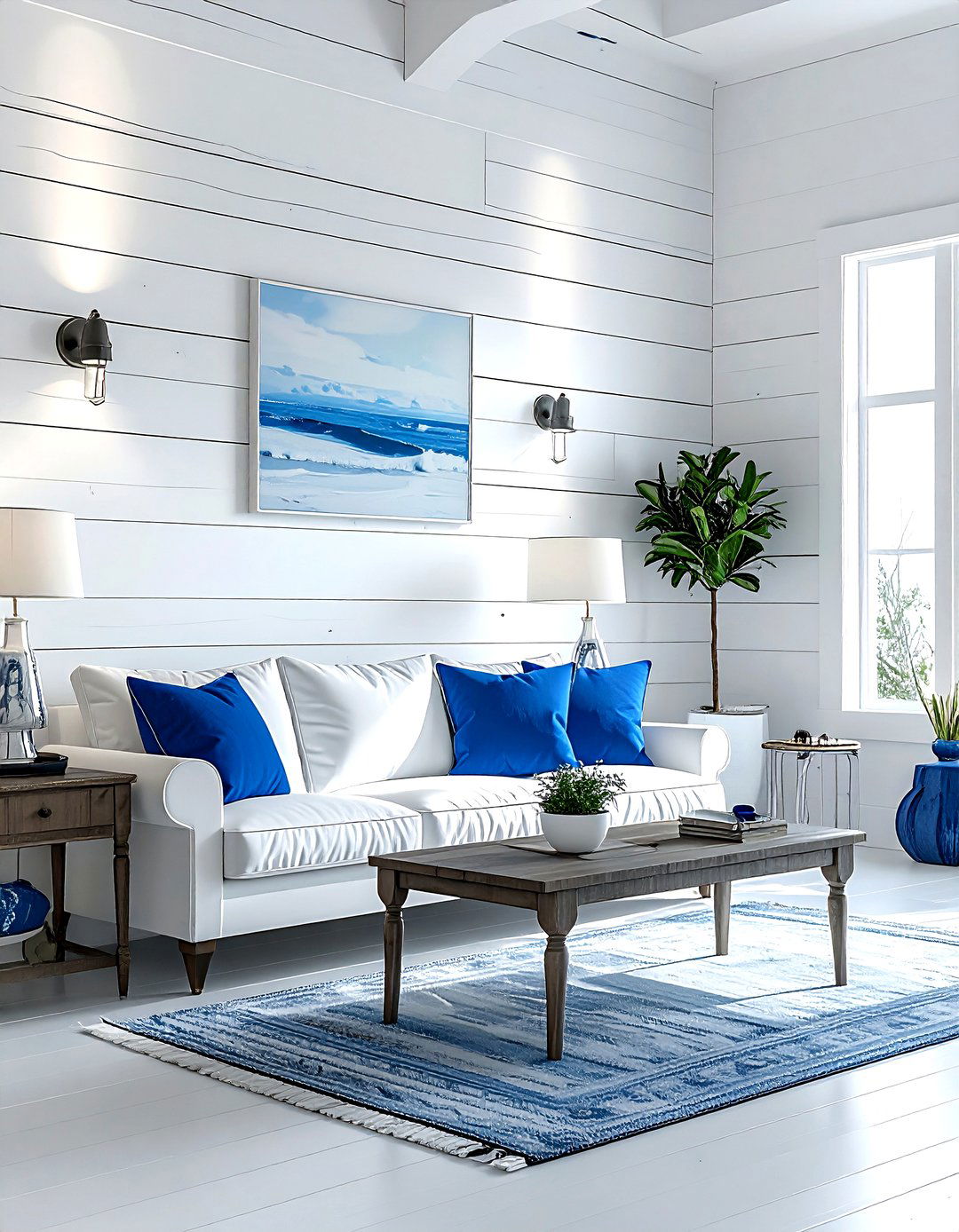 White shiplap wall - 30 coastal home decor ideas