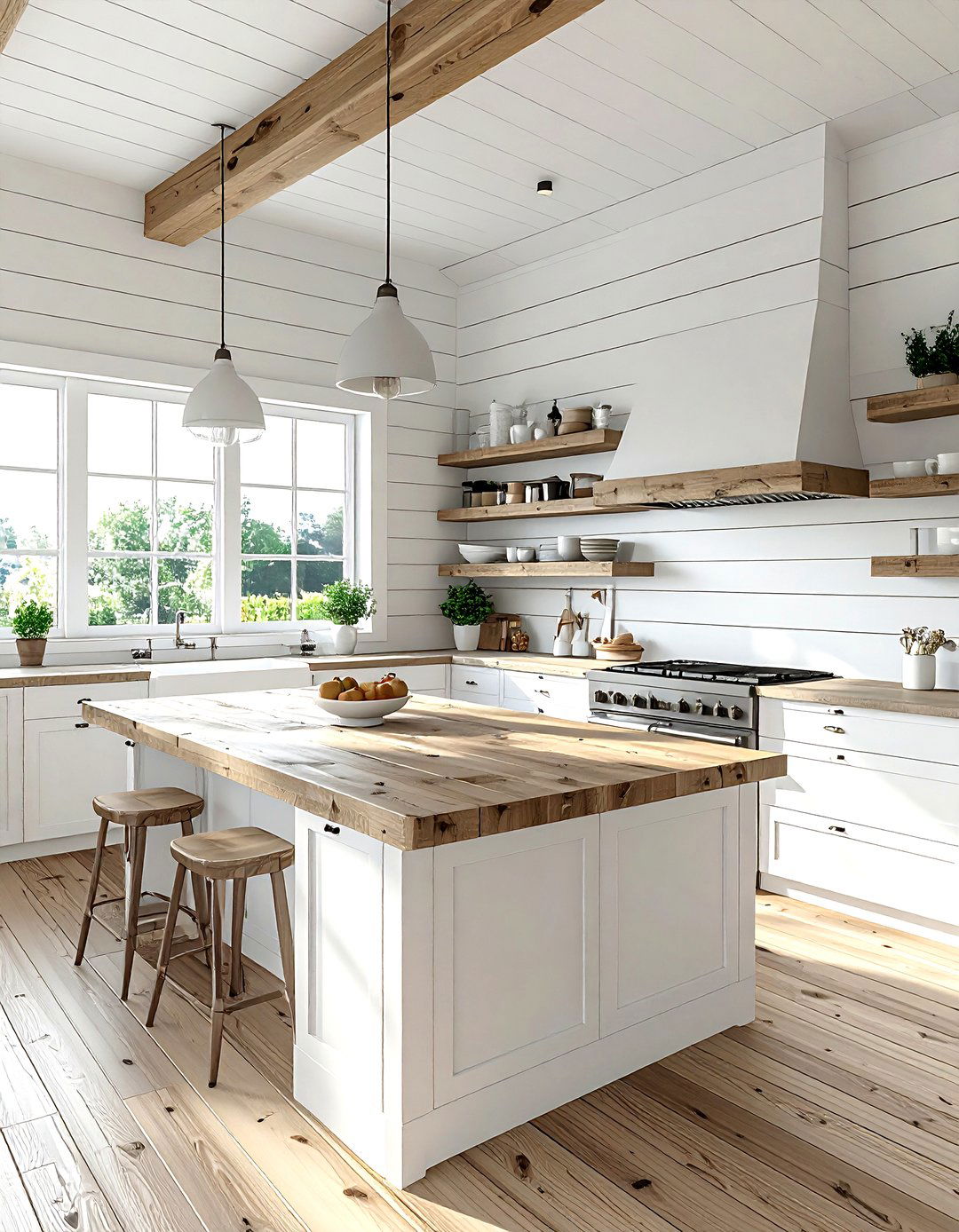 White shiplap walls - 30 white kitchen decor ideas