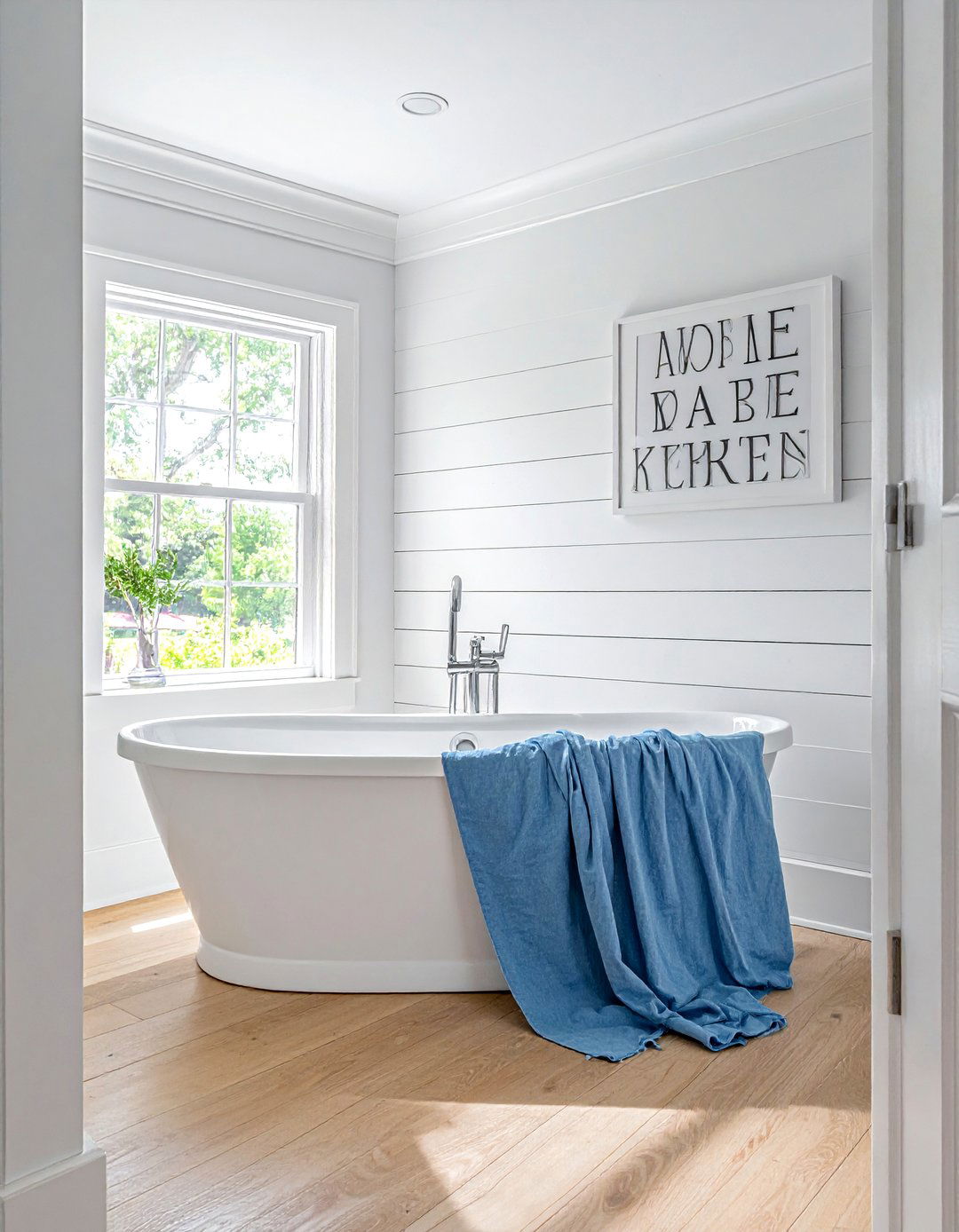 White shiplap walls - 30 coastal bathroom ideas