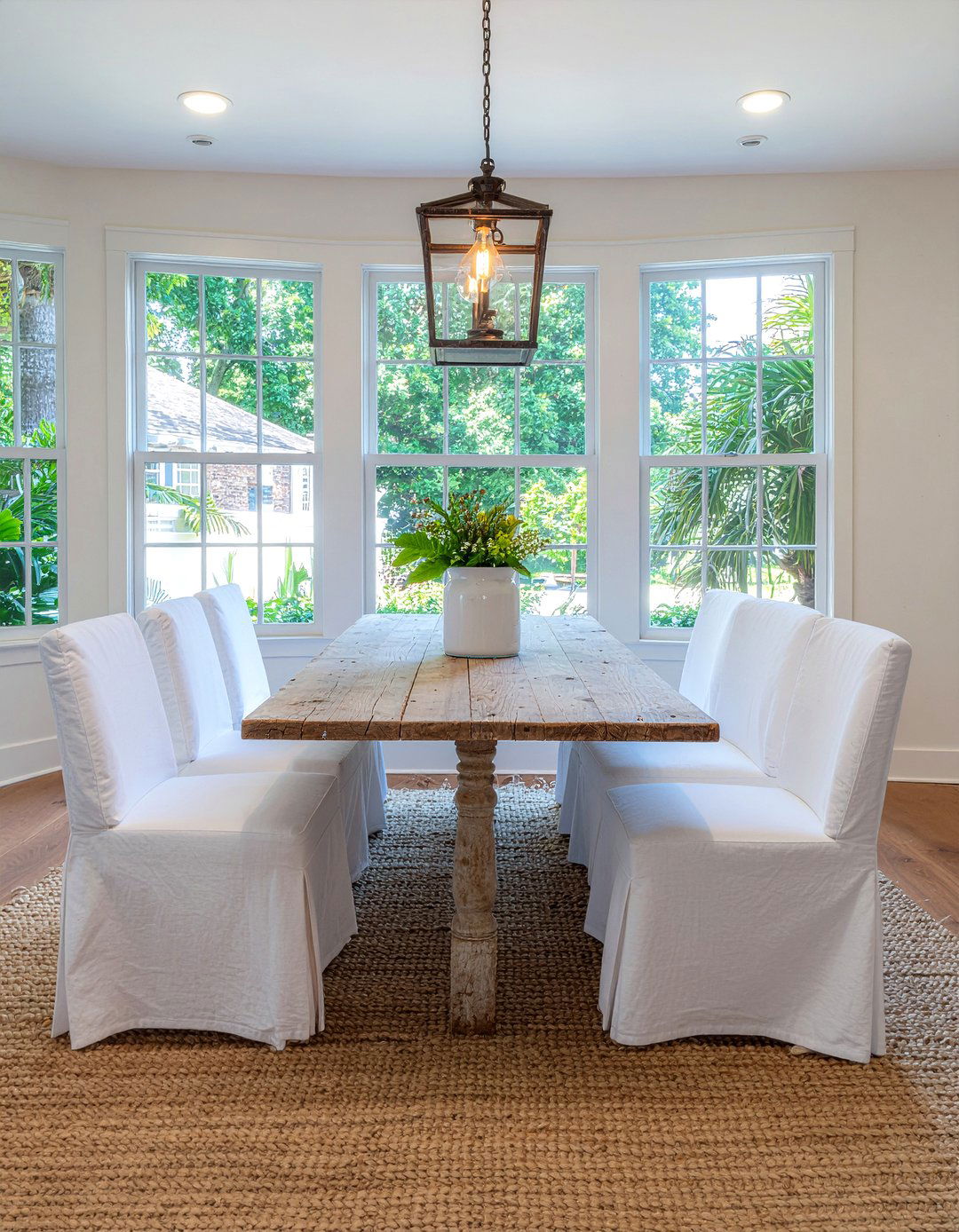 White slipcovered dining chairs - 30 New Orleans dining room ideas