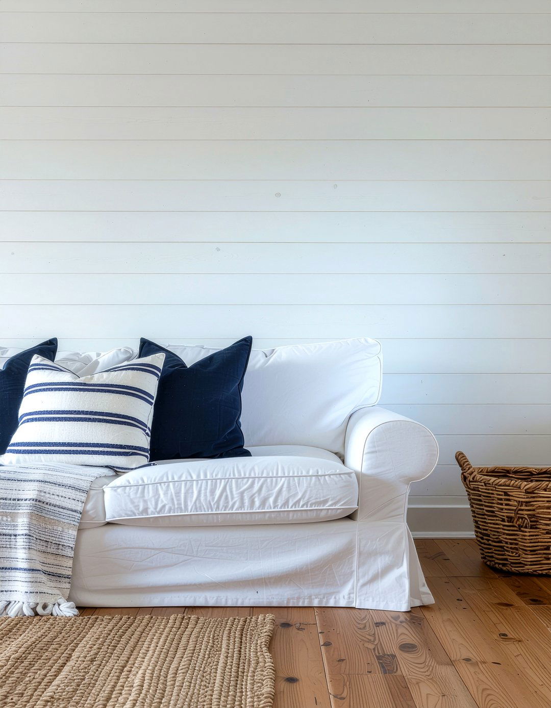 White slipcovered sofa bed - 30 bedroom sofa bed ideas