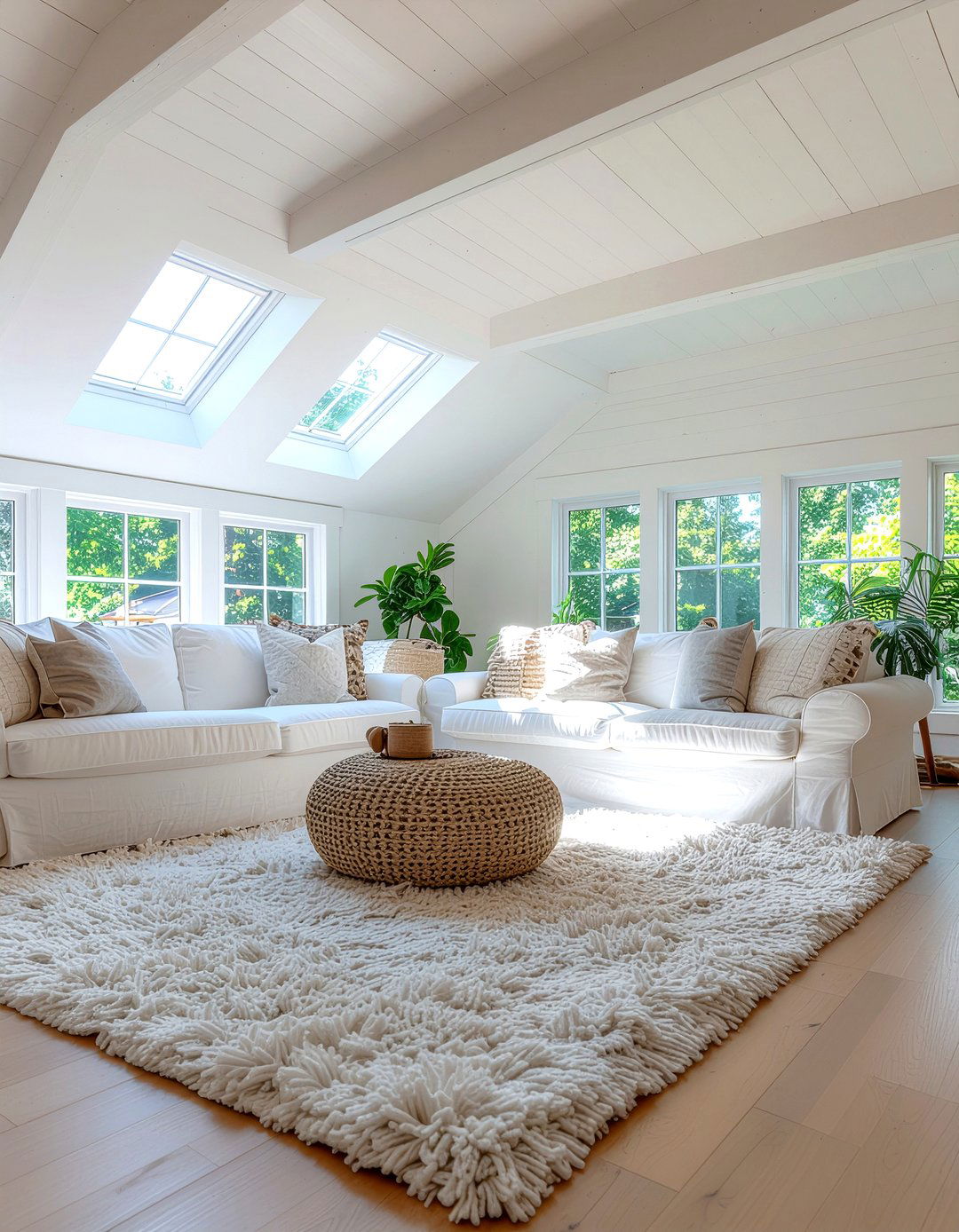 White sloped ceiling living room - 30 sloped ceiling living room ideas