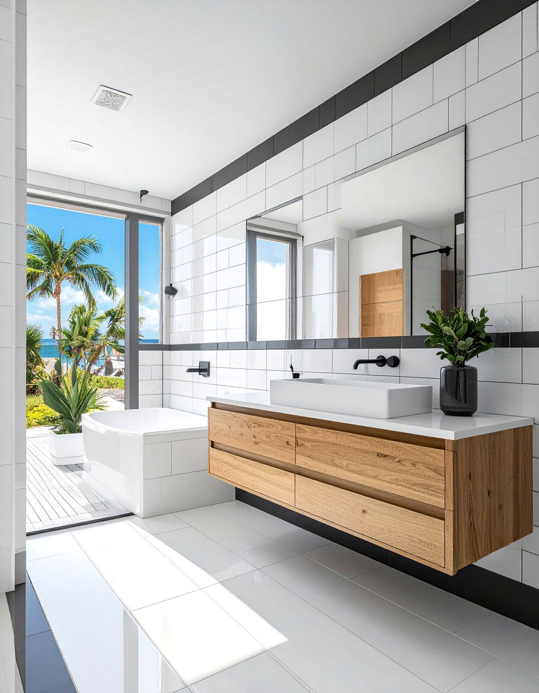 White subway tile - 30 beach house bathroom ideas