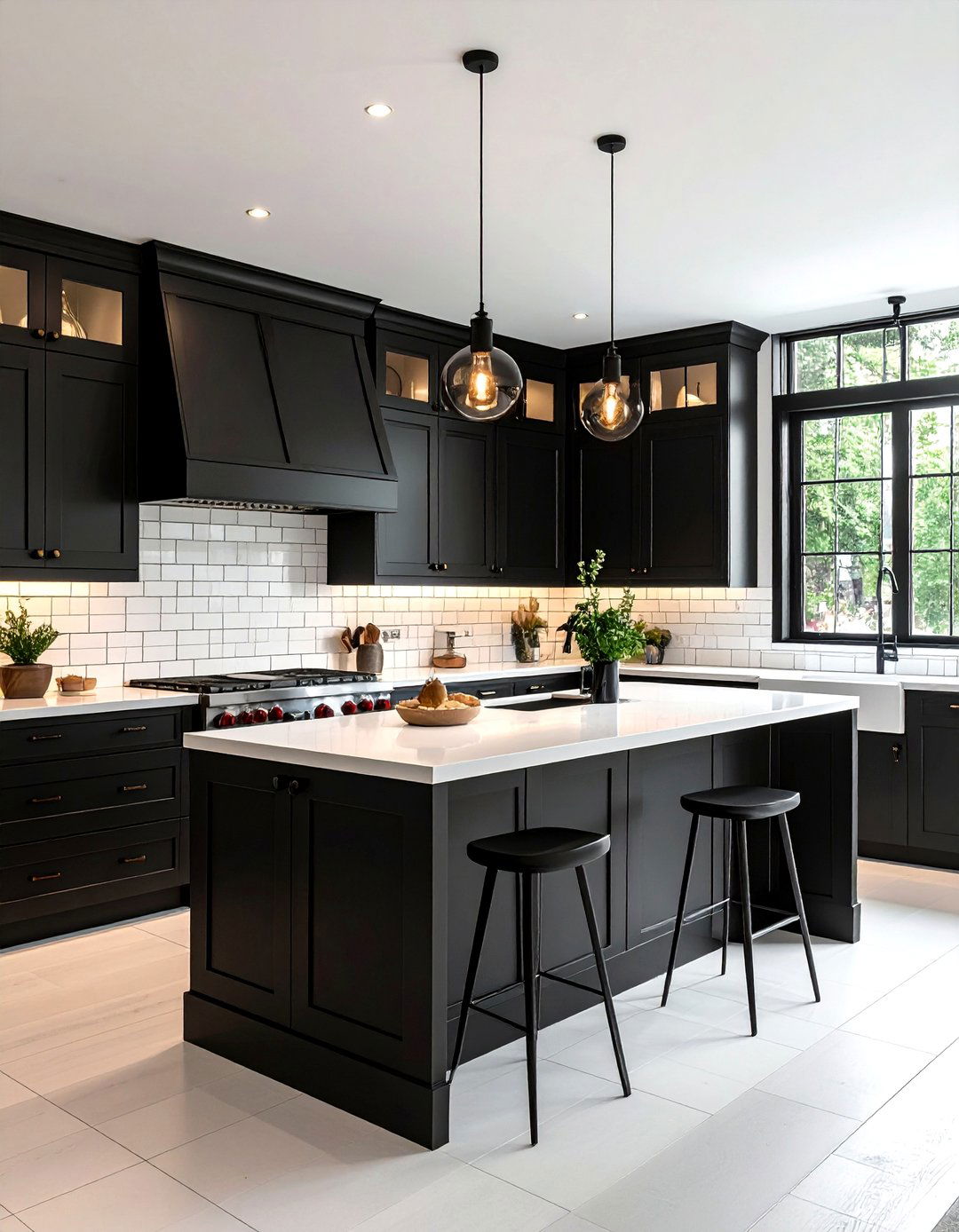 White subway tile black cabinets - 30 white subway tile kitchen ideas