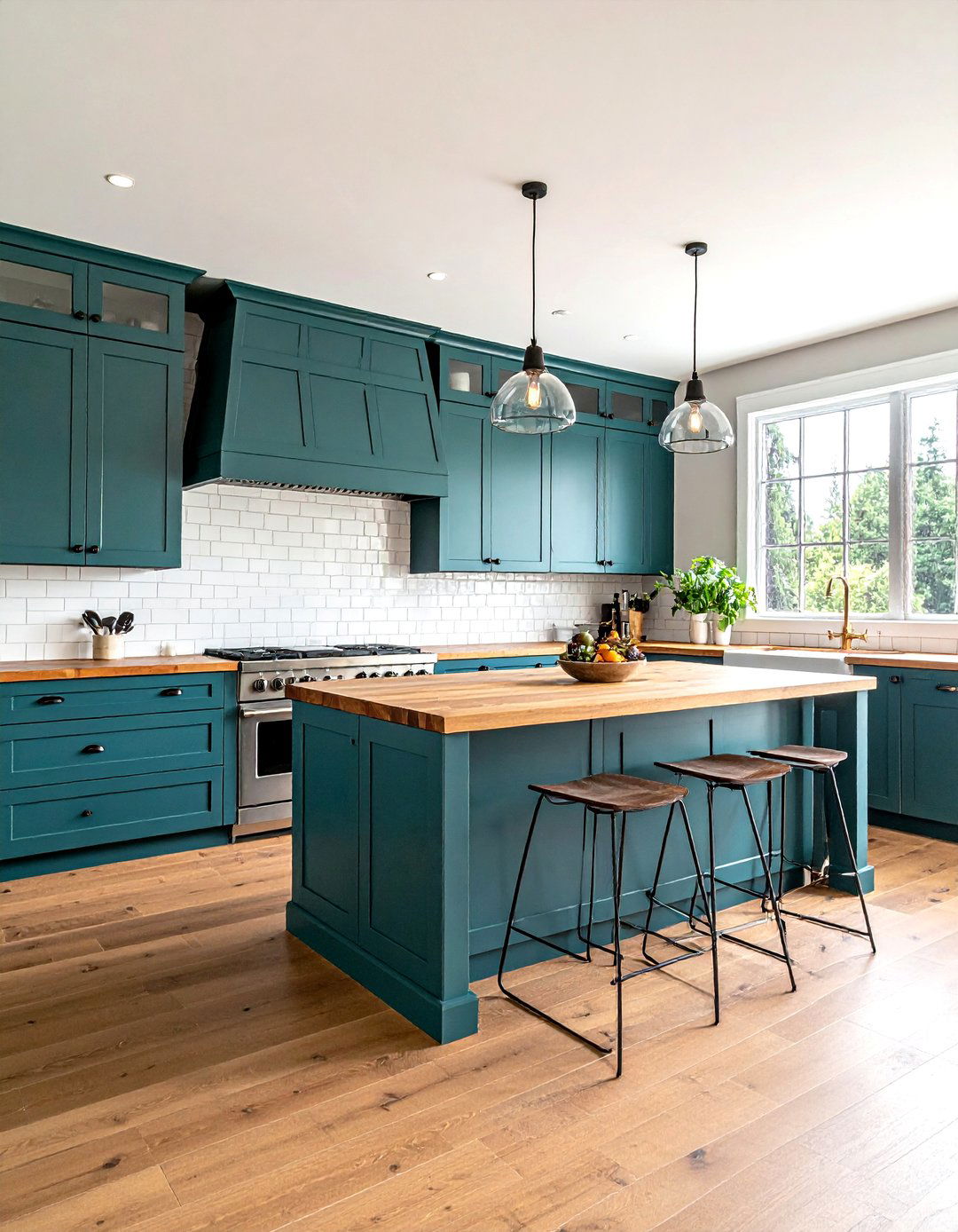 White subway tile butcher block - 30 white subway tile kitchen ideas