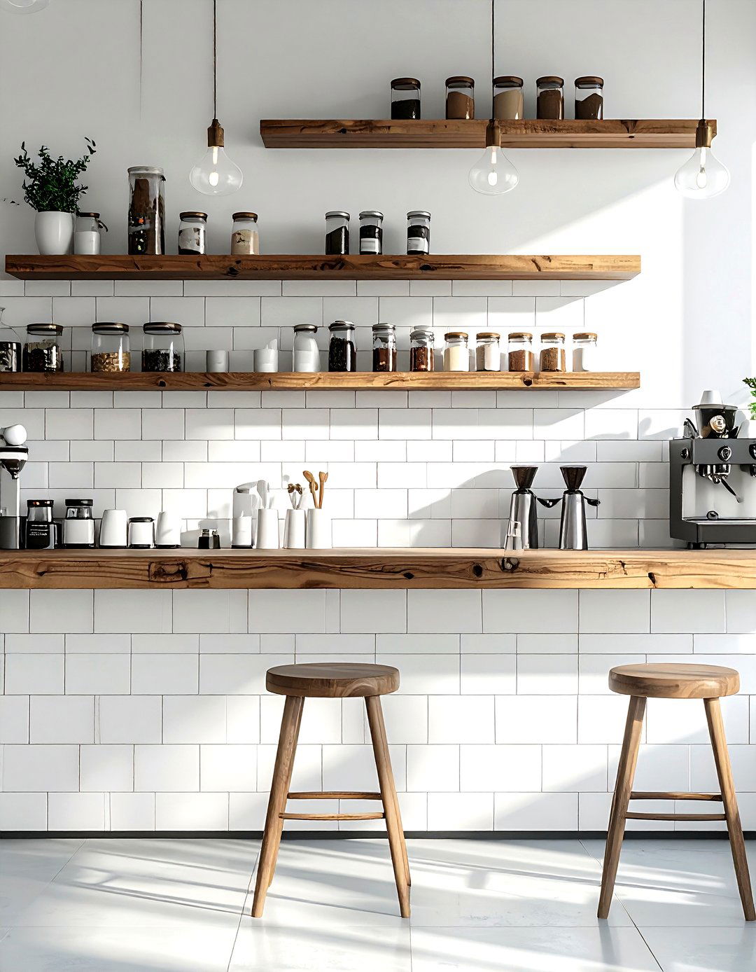 White subway tile coffee bar - 30 living room backsplash ideas