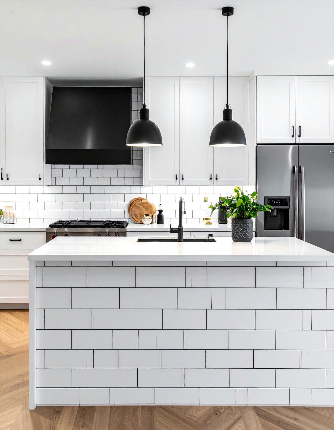 White subway tile dark grout - 30 white subway tile kitchen ideas