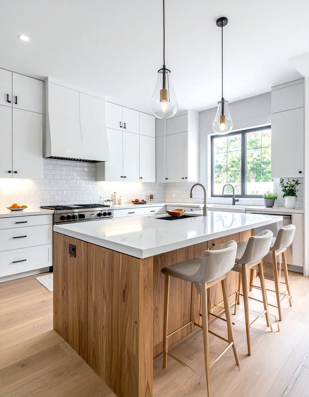 White subway tile quartz counters - 30 white subway tile kitchen ideas