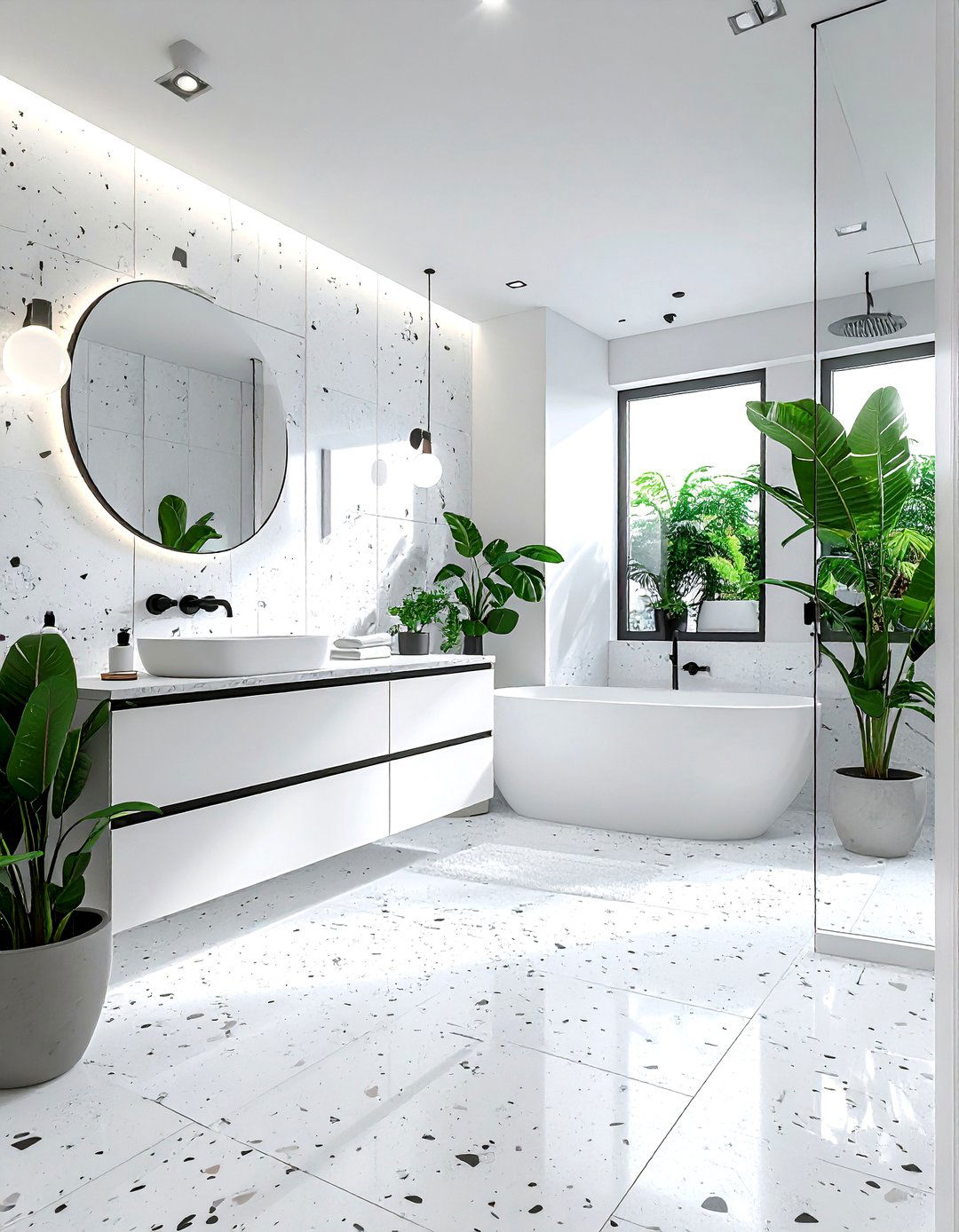 White terrazzo bathroom - 30 terrazzo tile bathroom ideas