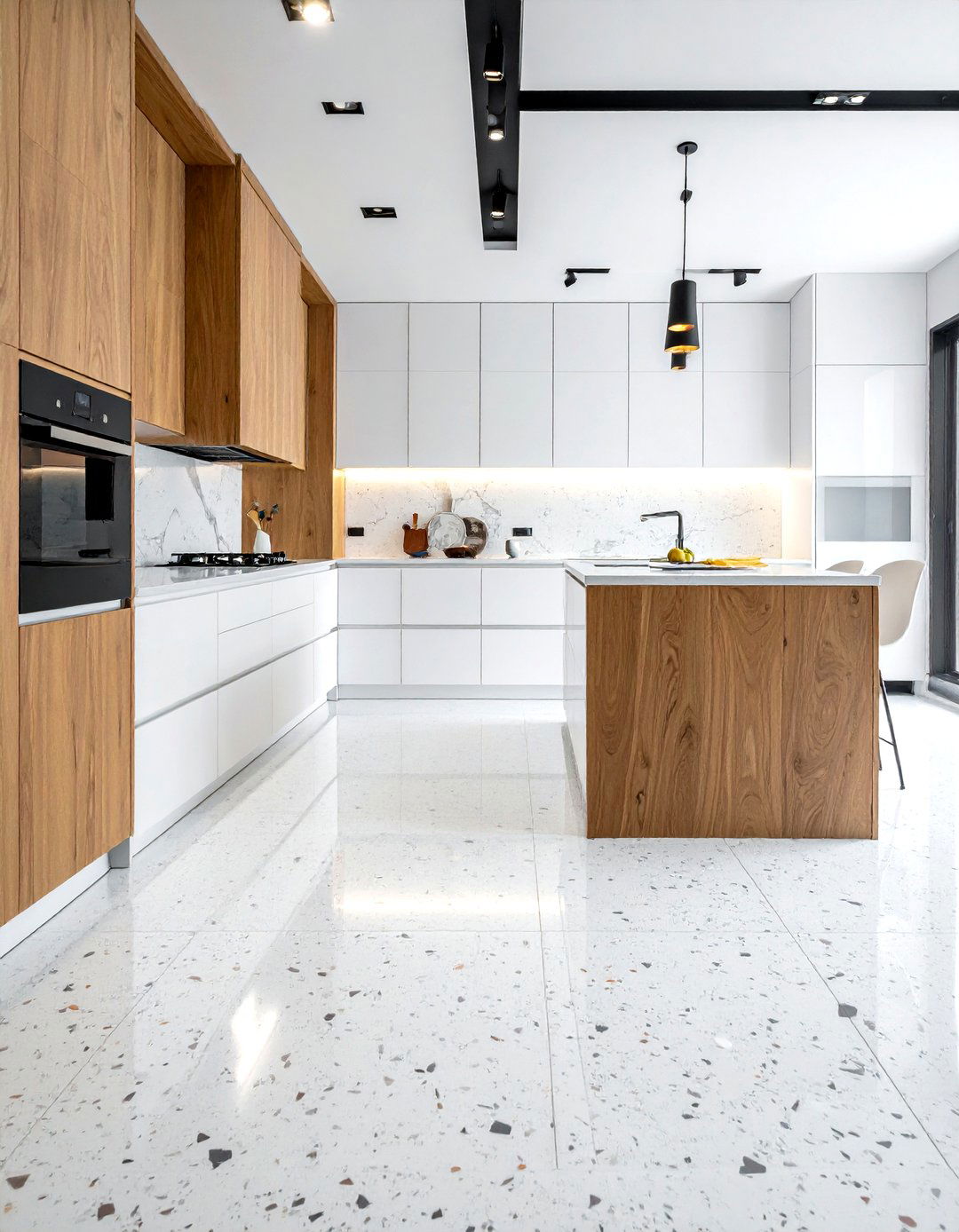 White terrazzo kitchen floor - 30 terrazzo floor kitchen ideas