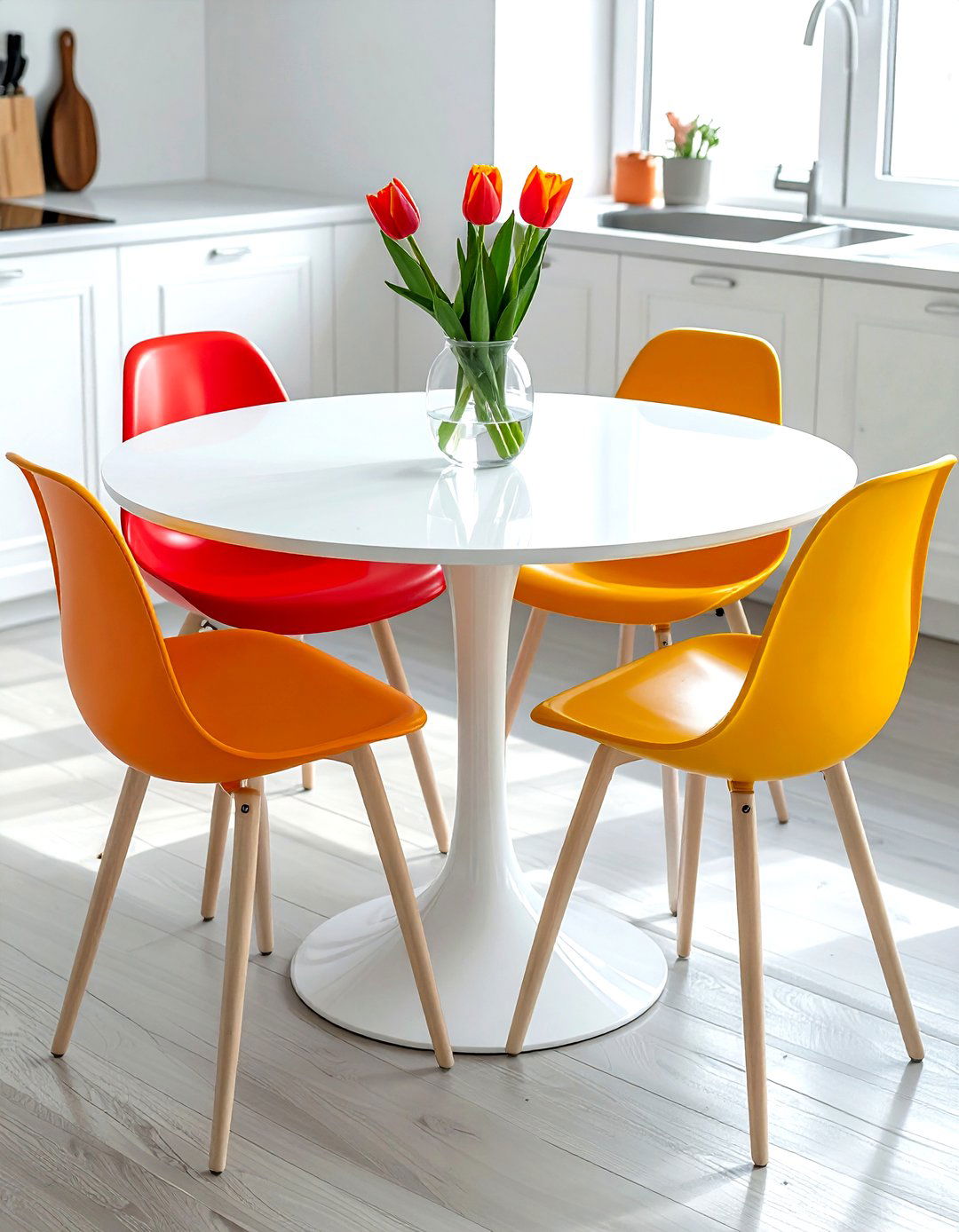 White tulip table - 30 kitchen dining table ideas