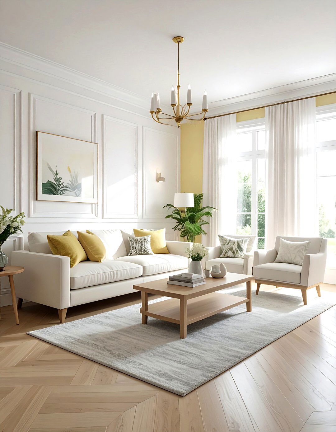 White wainscoting - 30 living room wainscoting ideas