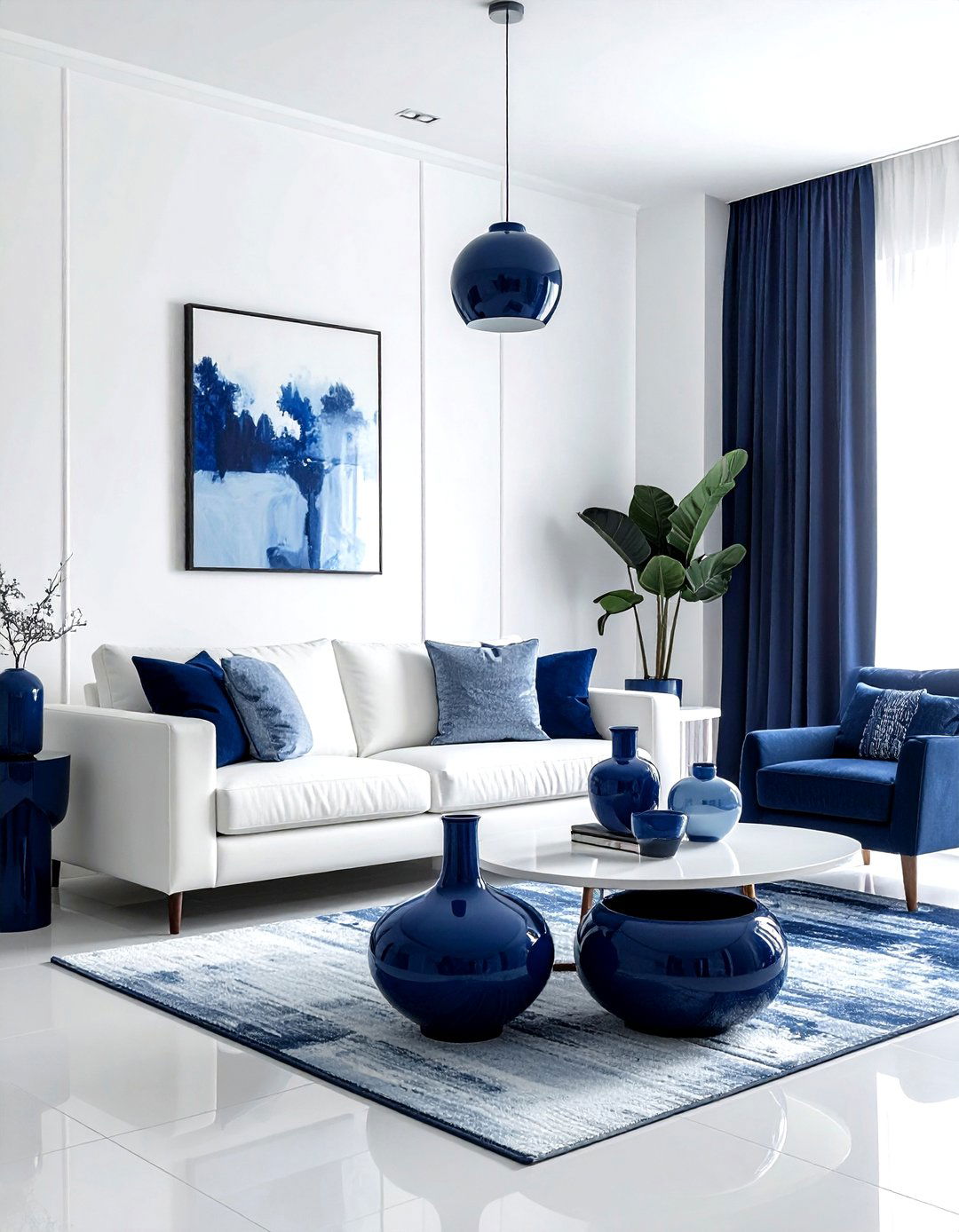 White walls navy decor - 30 scandinavian navy living room ideas