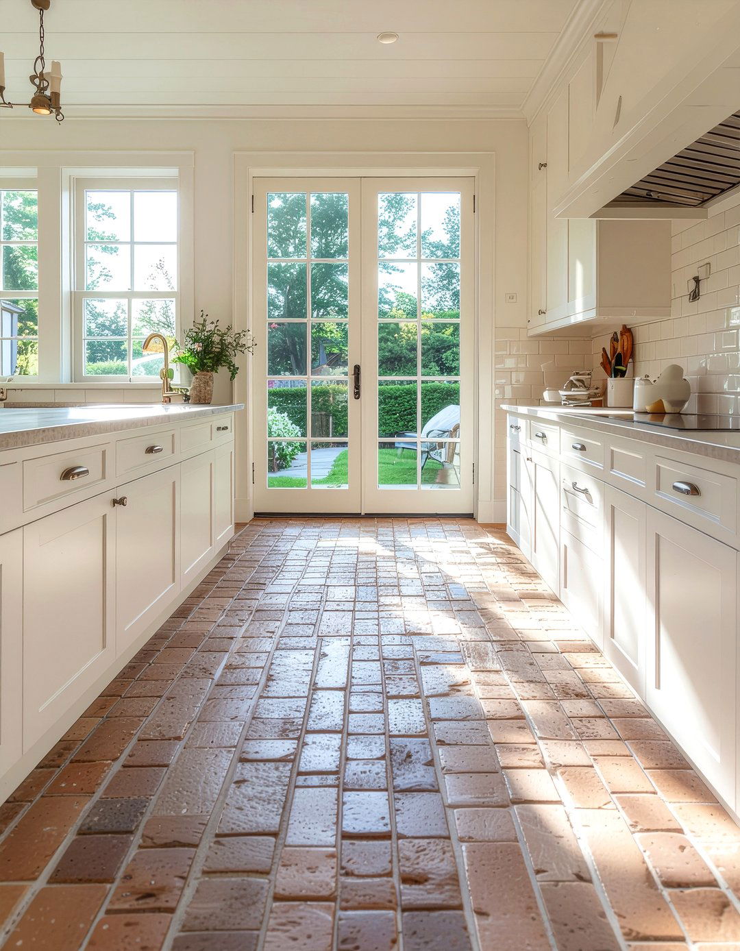 White washed brick floor kitchen - 30 brick floor kitchen ideas