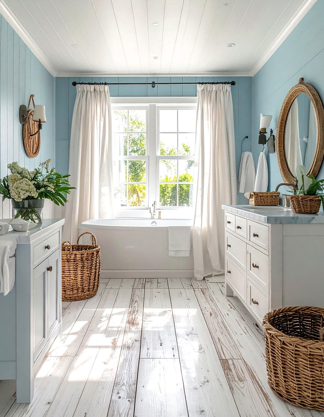 White washed wood - 30 bathroom wood floor ideas