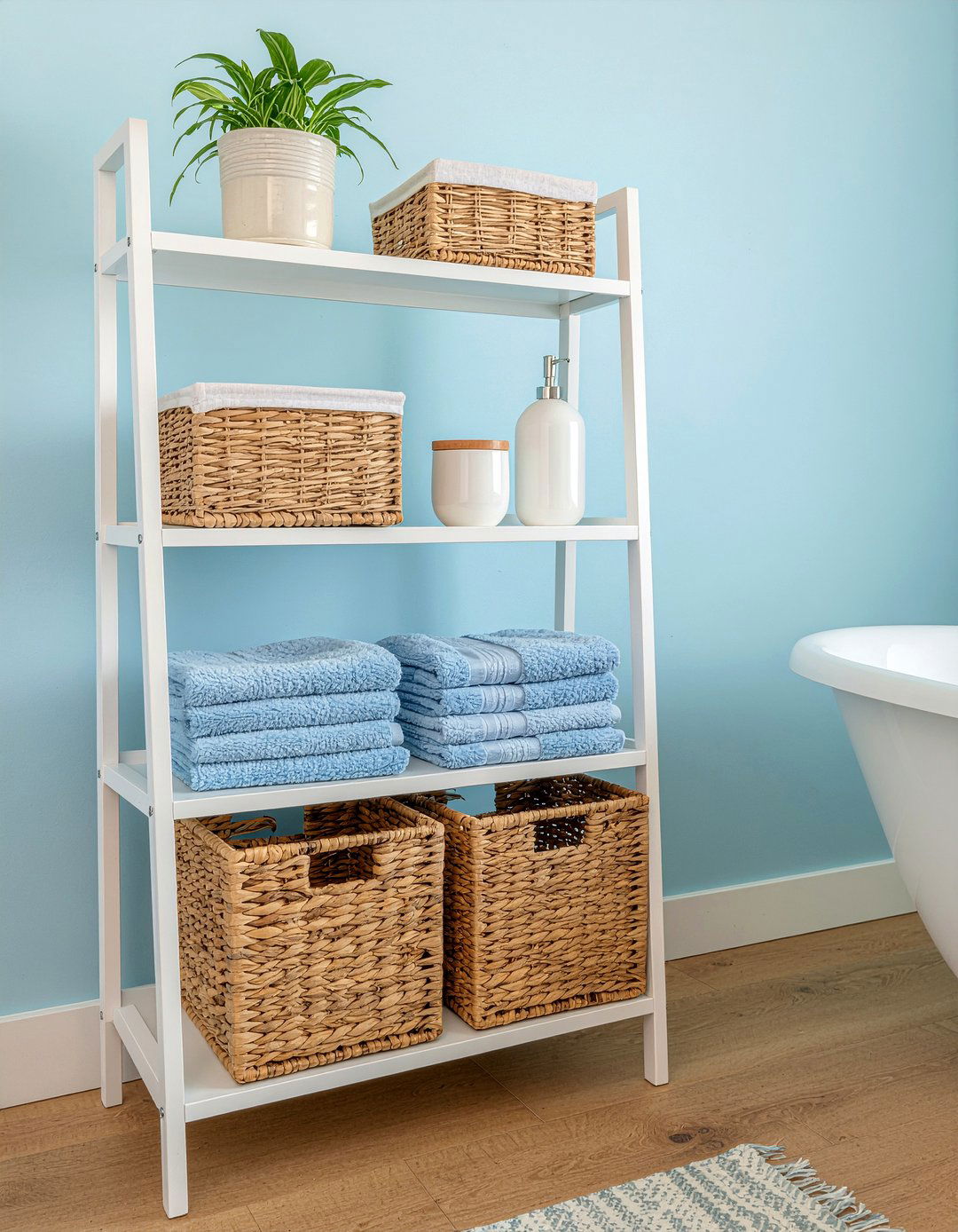 White wood bathroom etagere - 30 bathroom etagere ideas
