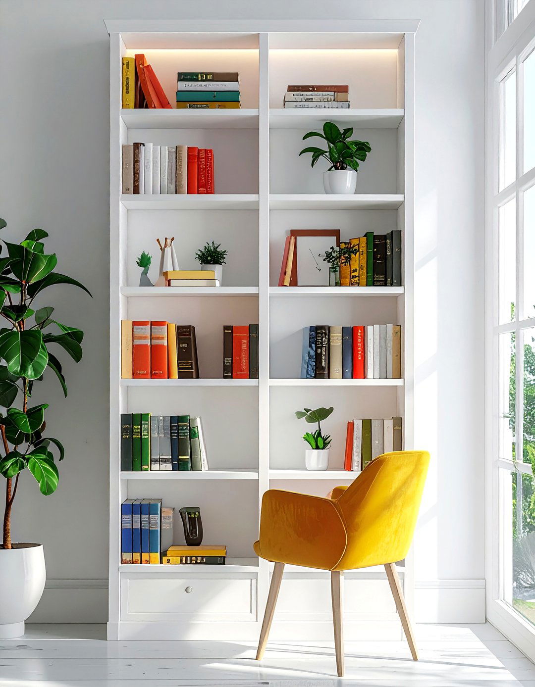 Whitewashed Tall Bookshelf - 30 whitewashed wood decor ideas