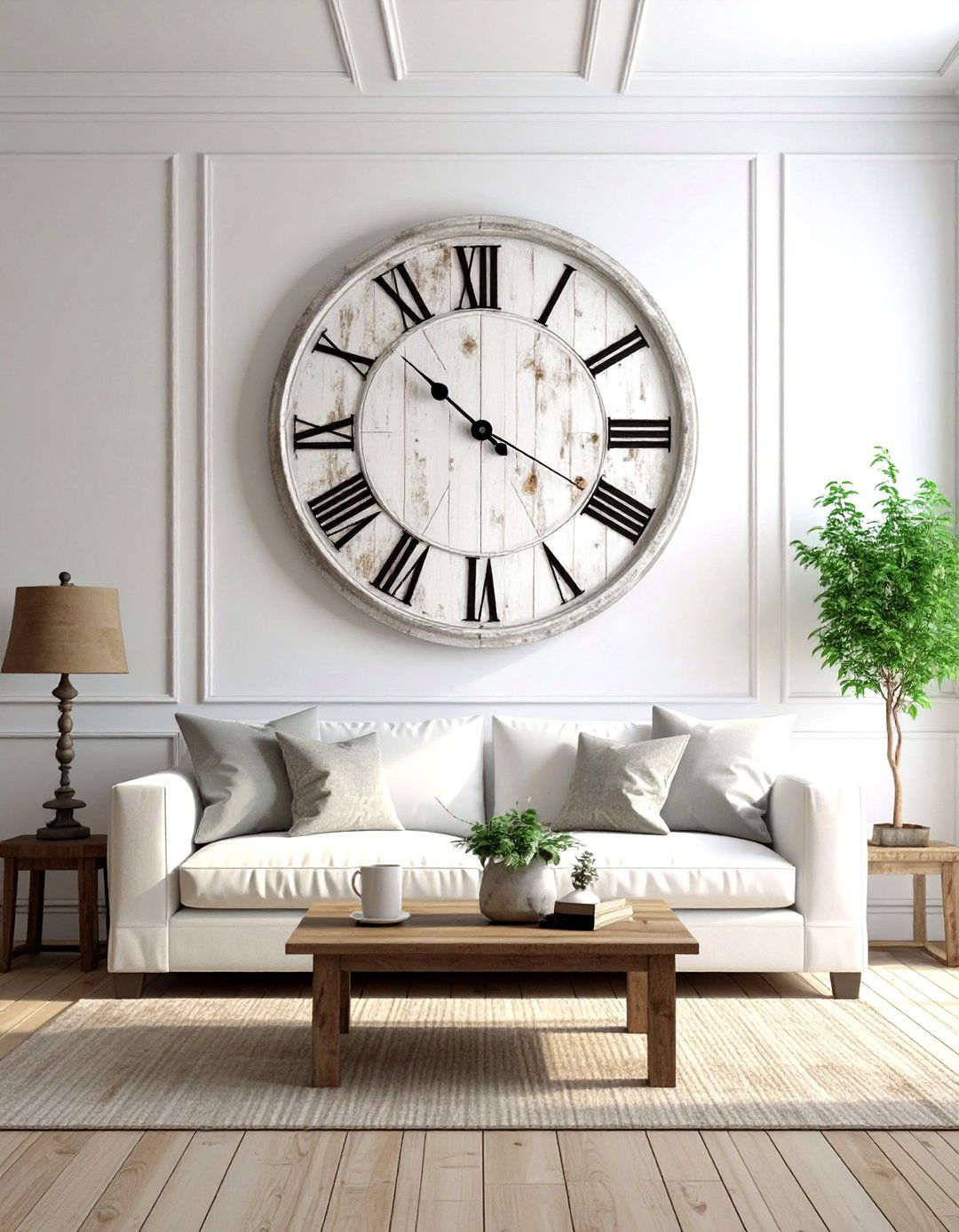 Whitewashed Wall Clock - 30 whitewashed wood decor ideas