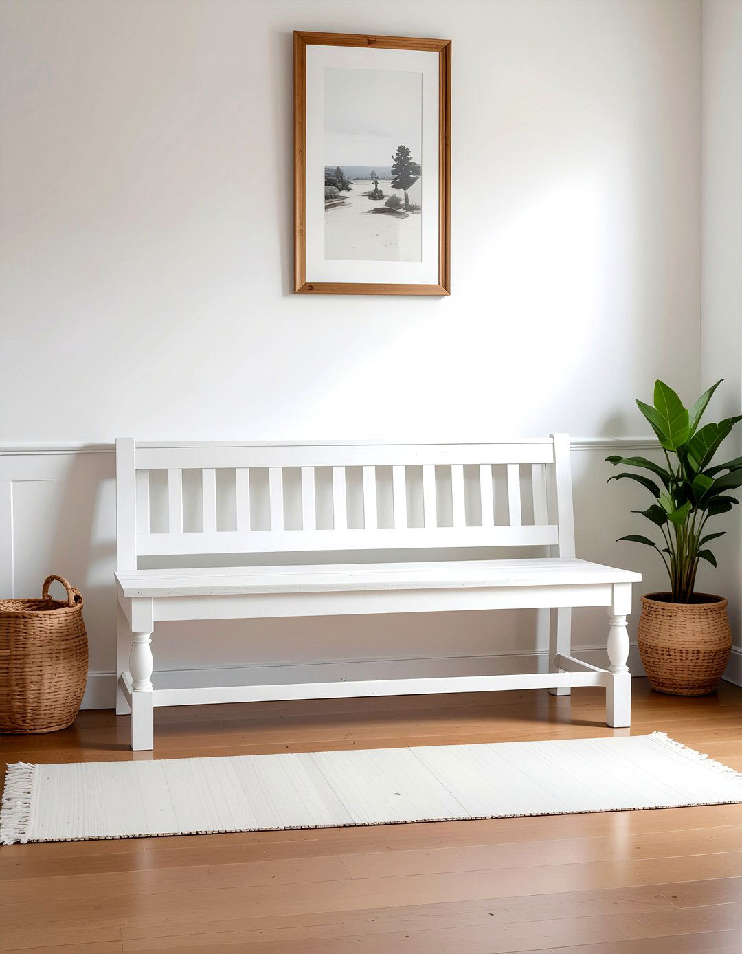 Whitewashed Wood Bench - 30 living room French furniture ideas