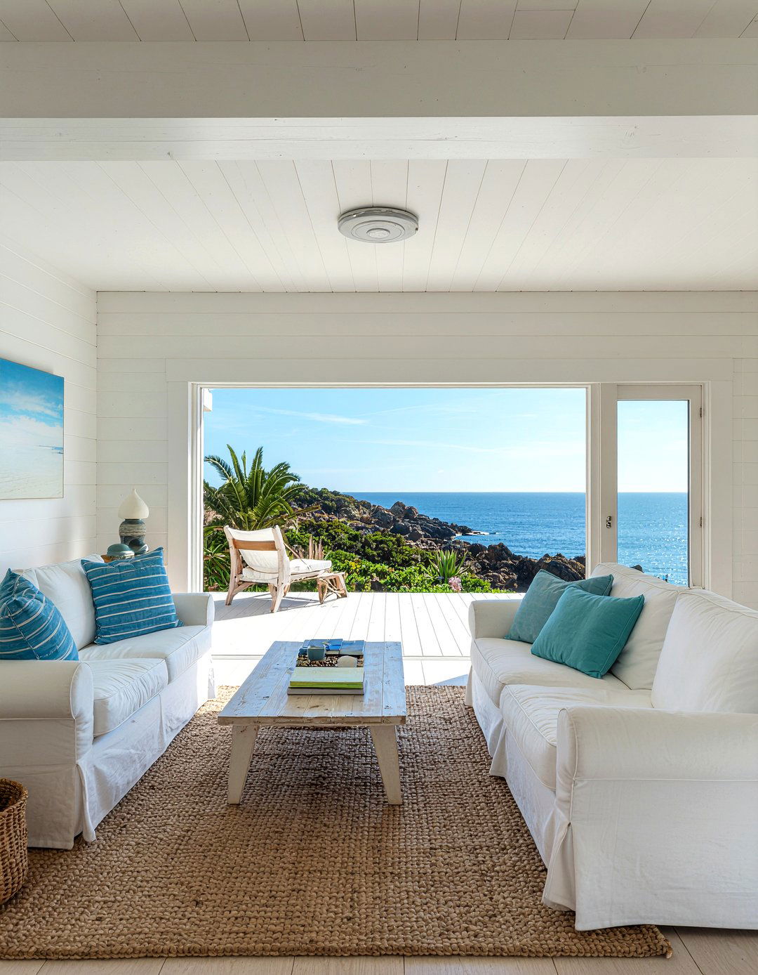 Whitewashed Wood Ceiling - 30 living room wood plank ceiling ideas