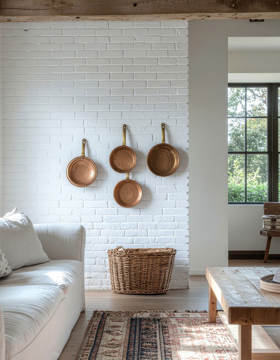 Whitewashed brick wall - 30 French country living room ideas