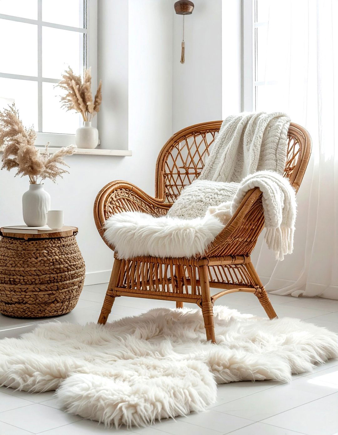 Wicker Accent Chair - 30 thrifted bedroom ideas