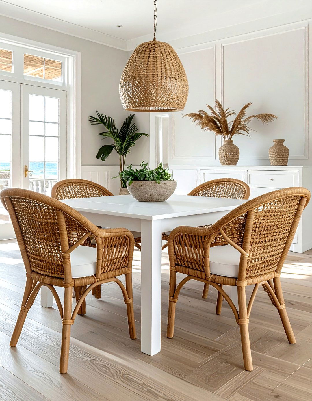 Wicker Dining Chairs - 30 Hamptons dining room ideas