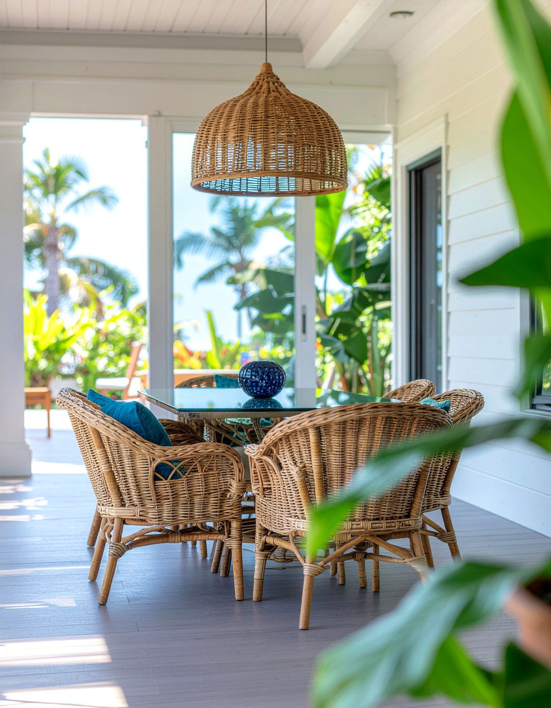 Wicker Dining Set - 30 beach dining room ideas