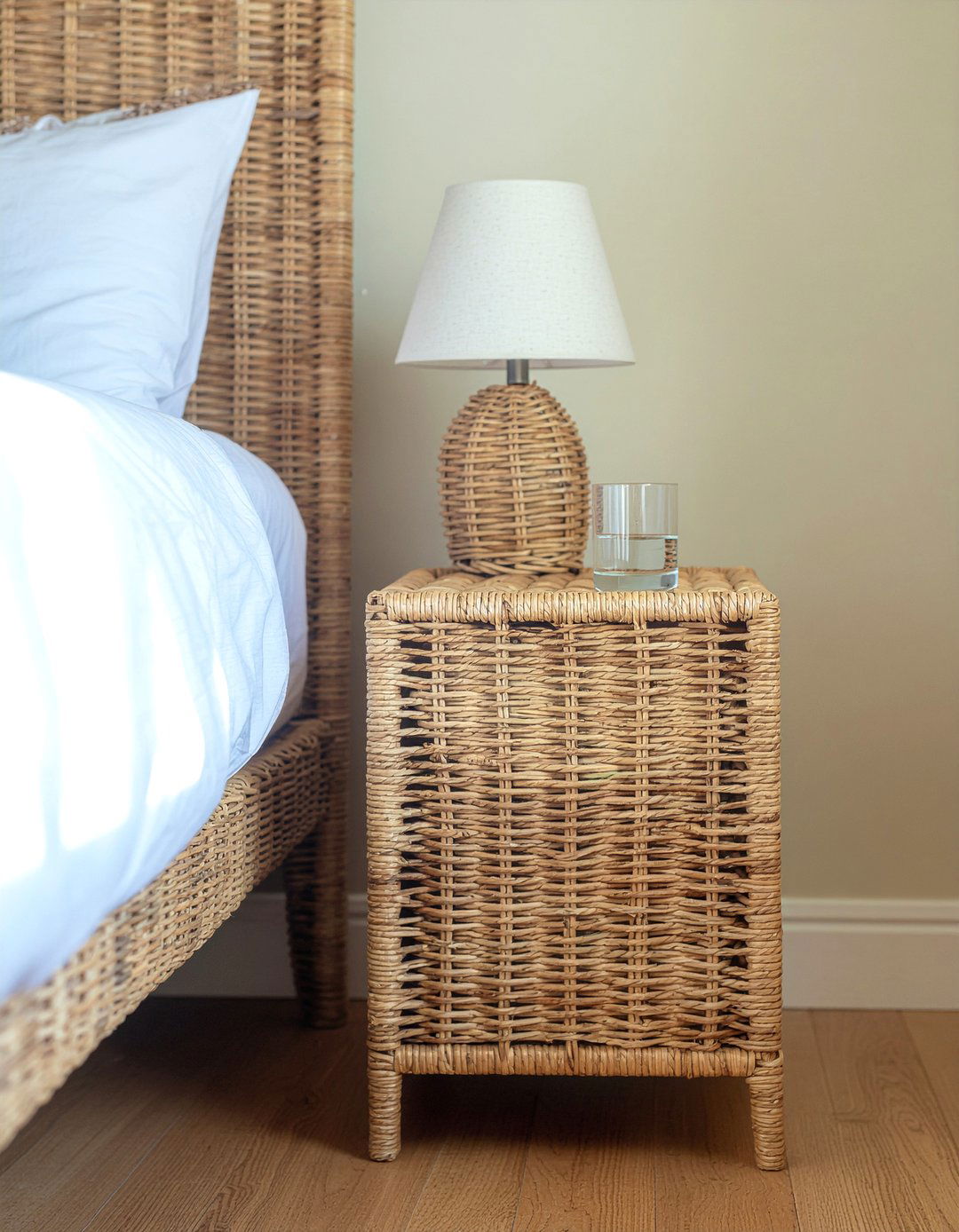 Wicker Nightstand - 30 tropical bedroom ideas