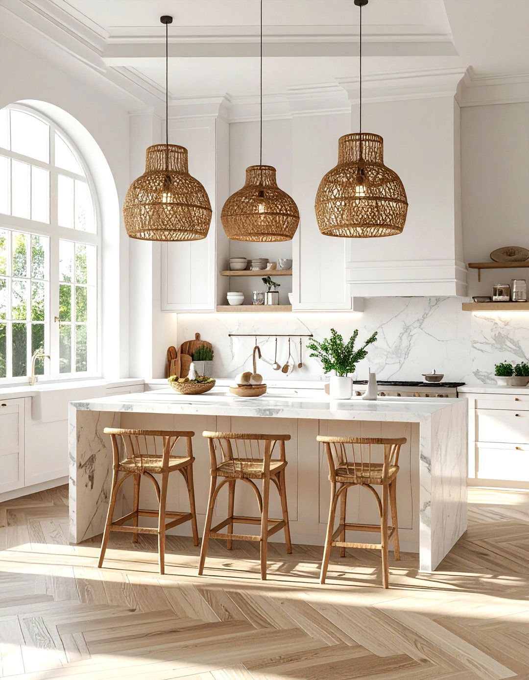 Wicker Pendant Lighting - 30 Bohemian kitchen ideas
