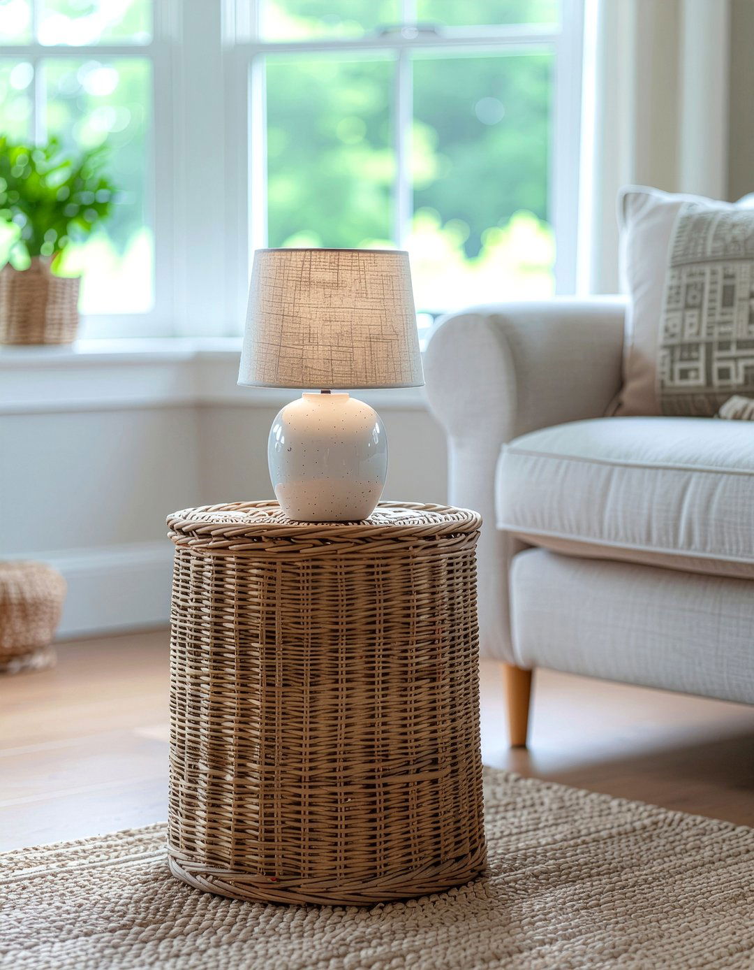 Wicker Side Table - 30 woven living room ideas
