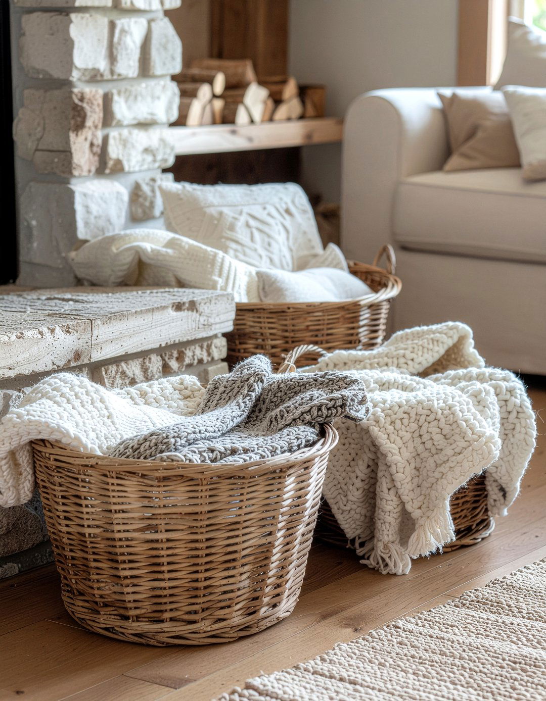 Wicker Storage Basket - 30 woven living room ideas