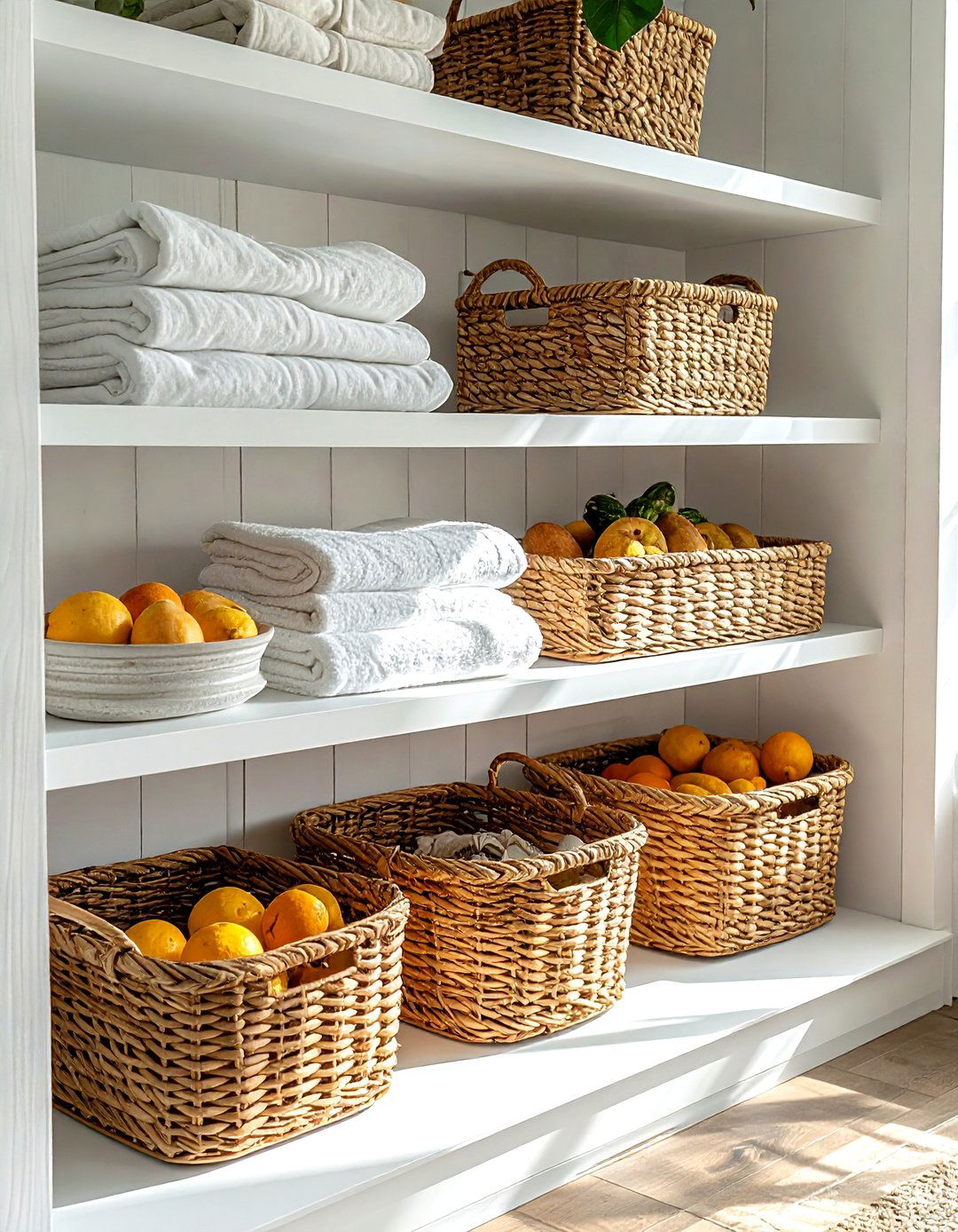 Wicker Storage Baskets - 30 coastal cottage kitchen ideas