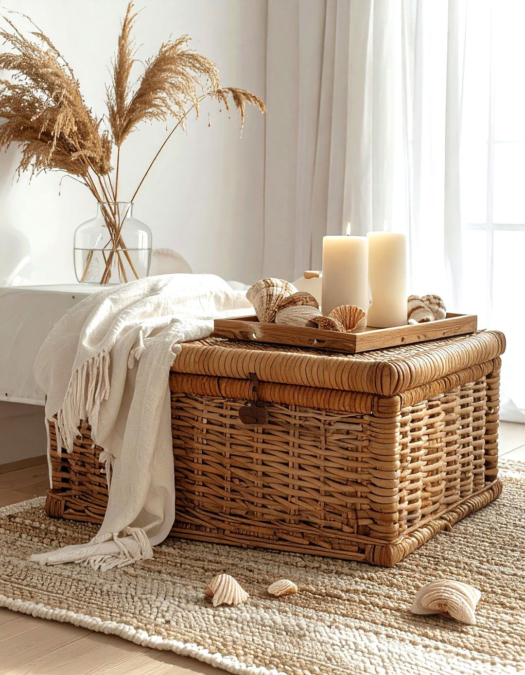 Wicker Storage Trunk - 30 living room beach furniture ideas