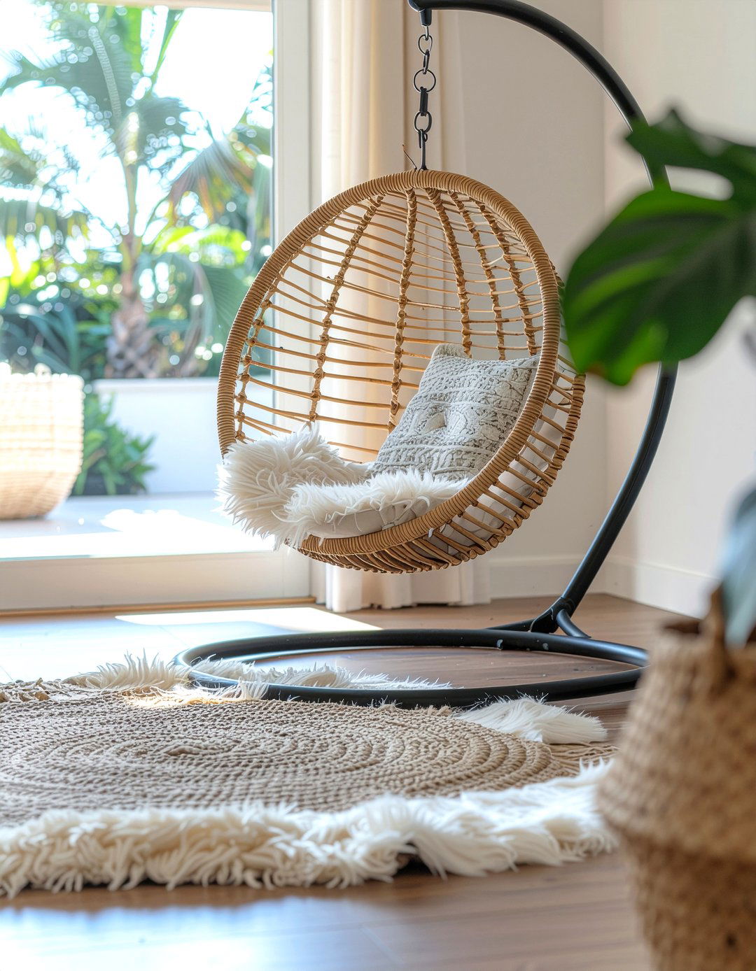 Wicker Swing Chair - 30 woven living room ideas