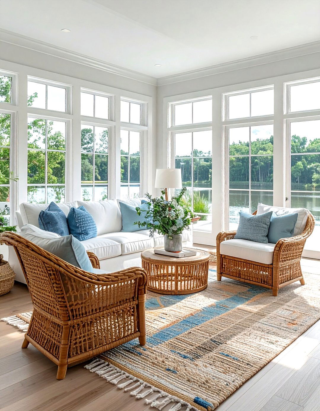 Wicker accent chairs living room - 30 living room lake house furniture ideas