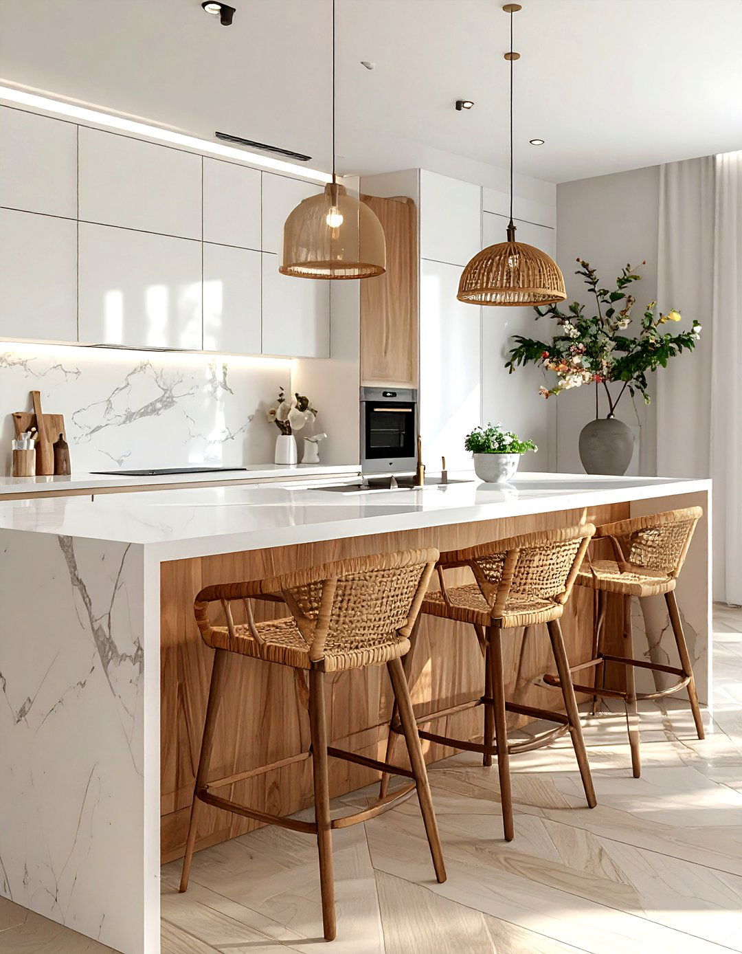 Wicker bar stools - 30 wicker decor ideas