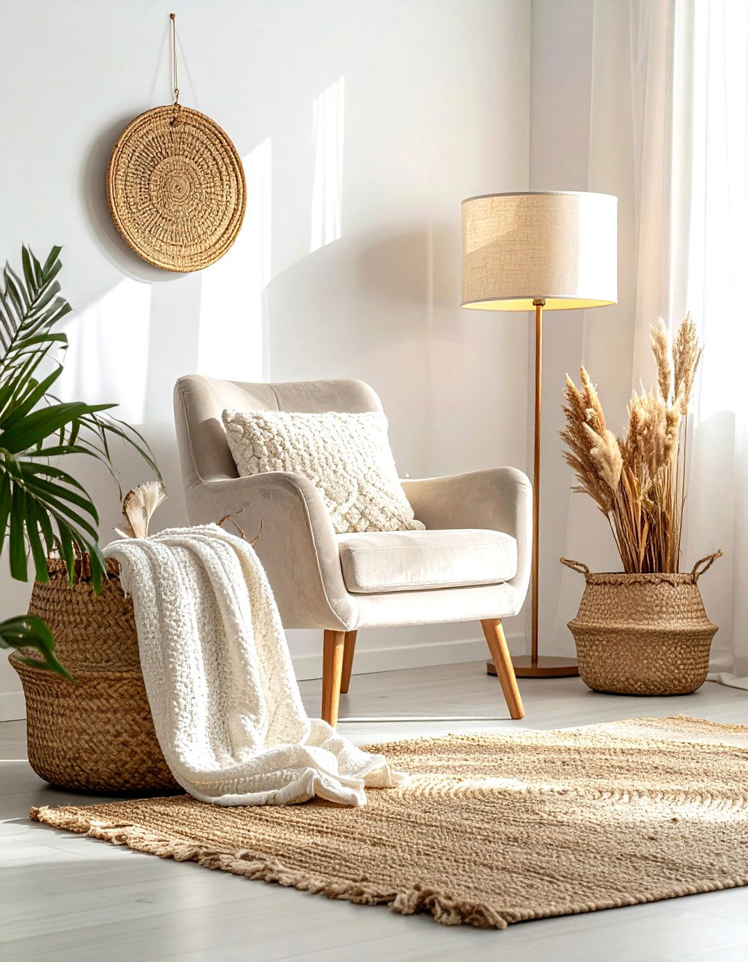 Wicker basket for blankets - 30 living room blanket storage ideas
