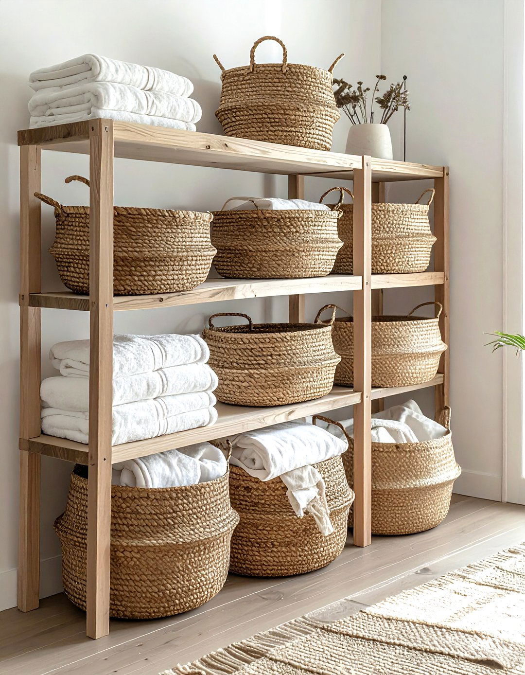 Wicker basket storage - 30 coastal decor ideas