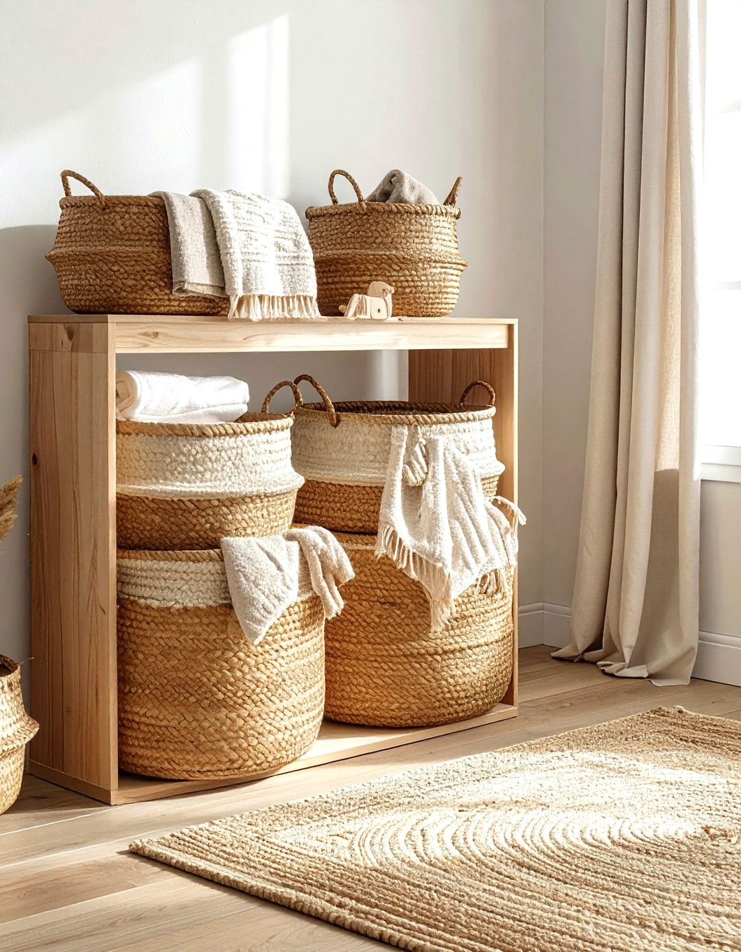 Wicker basket toy storage - 30 living room toy storage ideas
