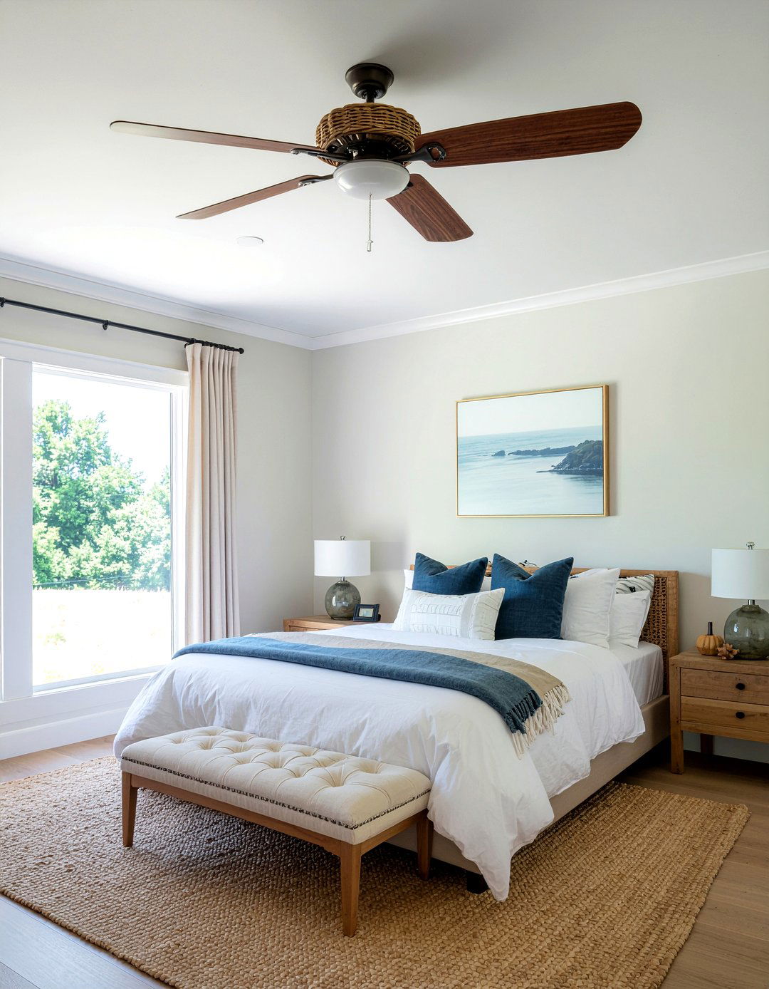 Wicker ceiling fan - 30 wicker bedroom ideas