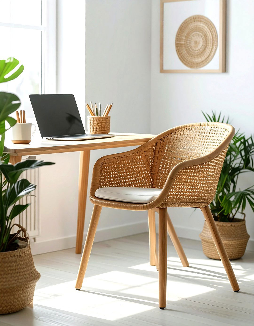 Wicker desk chair - 30 wicker decor ideas