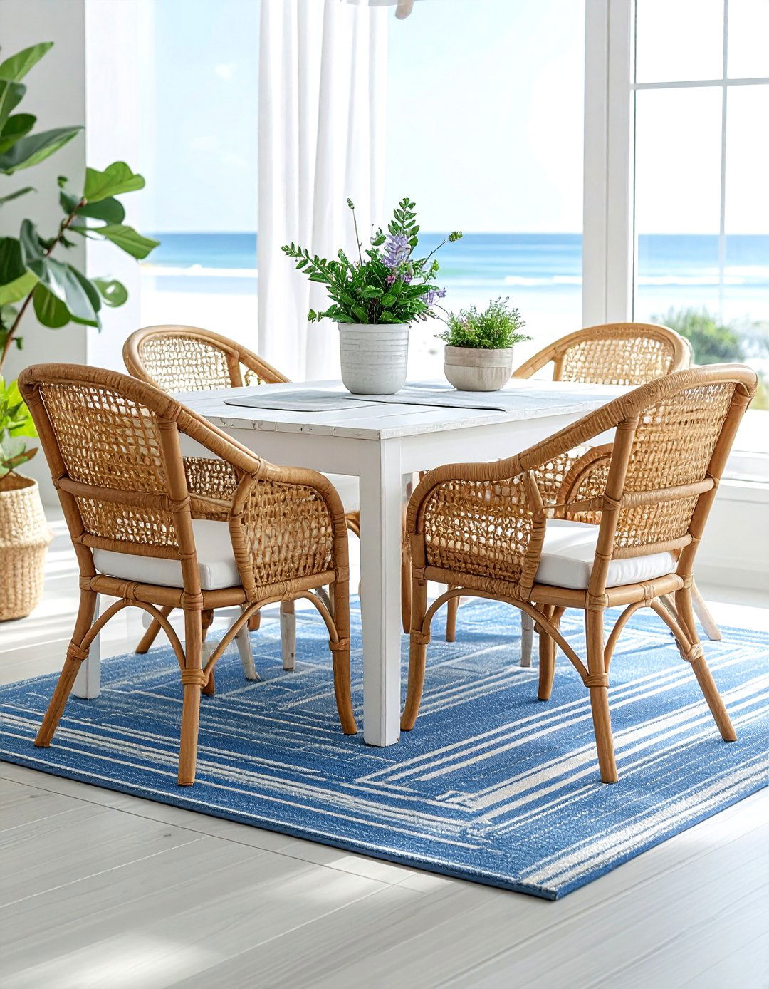 Wicker dining chairs - 30 nautical dining room ideas