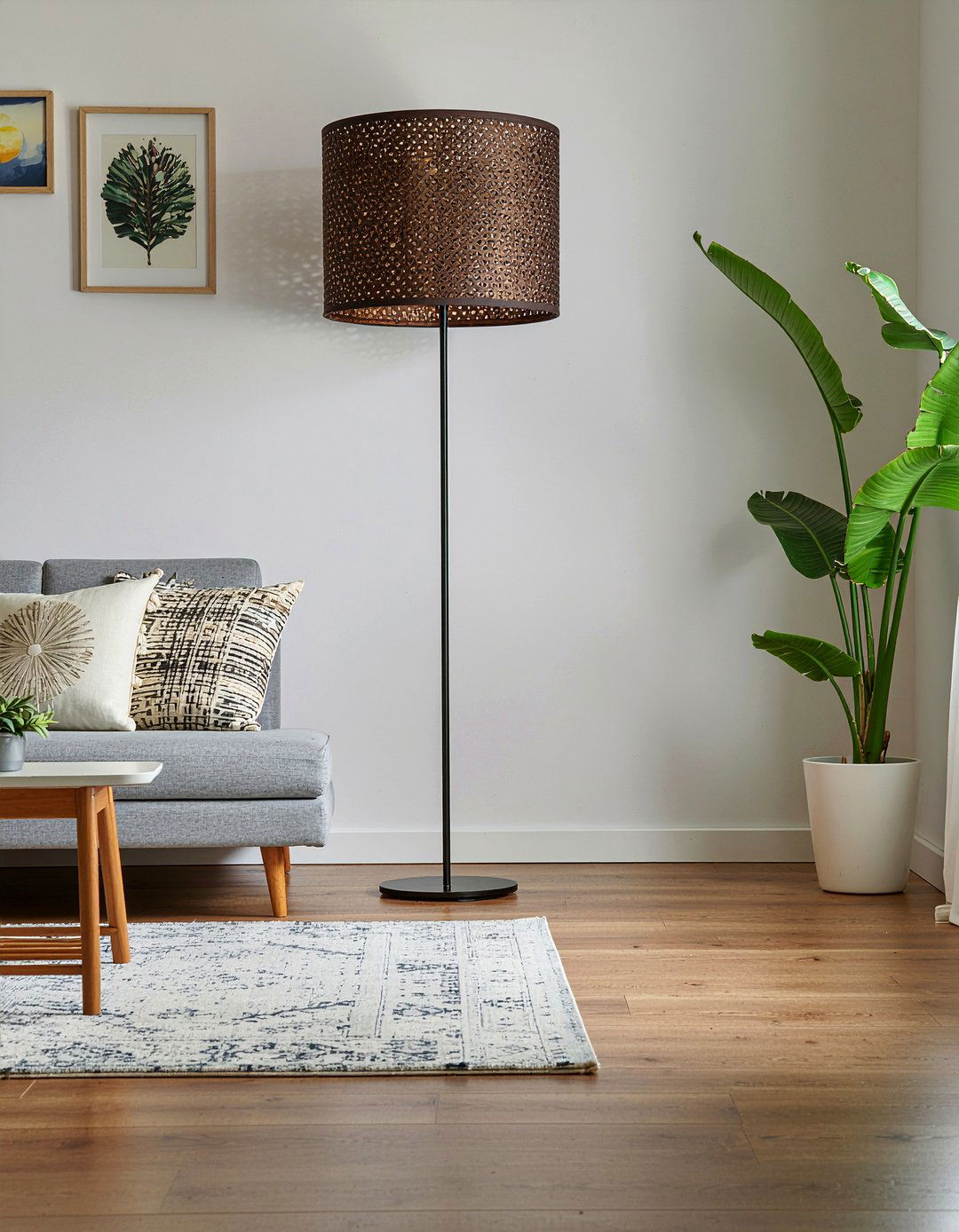 Wicker floor lamp - 30 wicker living room ideas