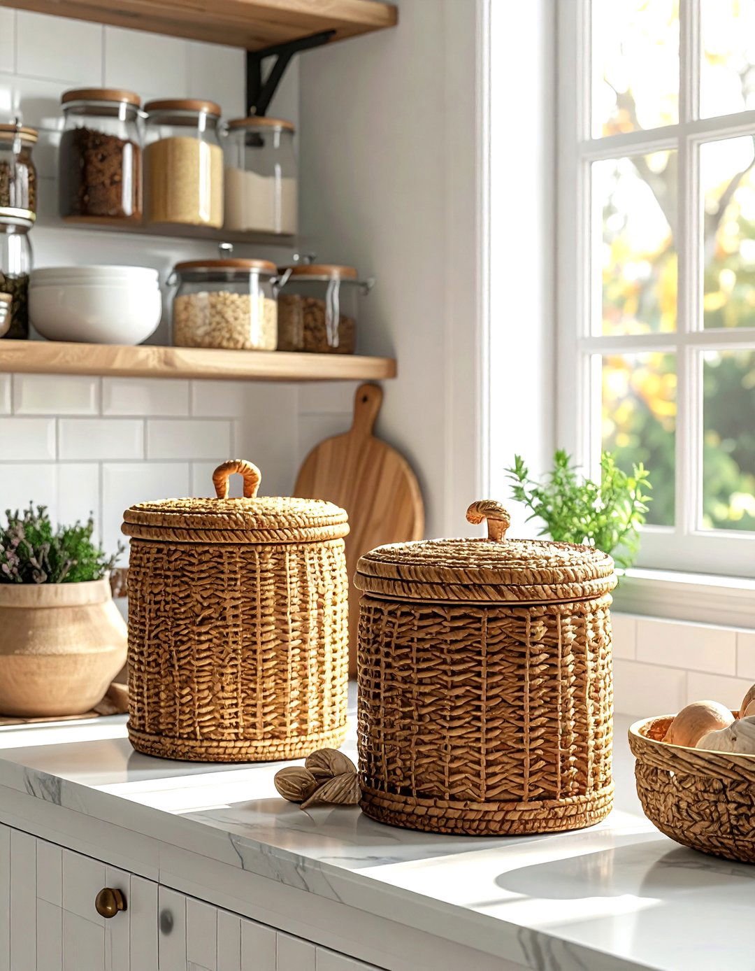 Wicker kitchen canisters - 30 wicker decor ideas