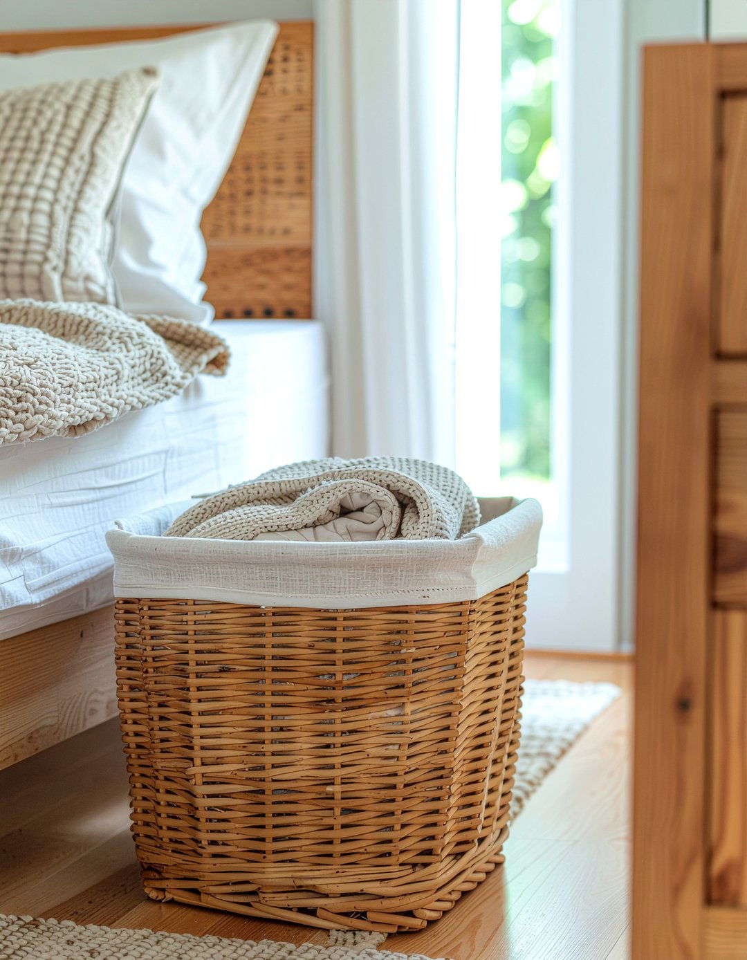 Wicker laundry hamper - 30 wicker bedroom ideas