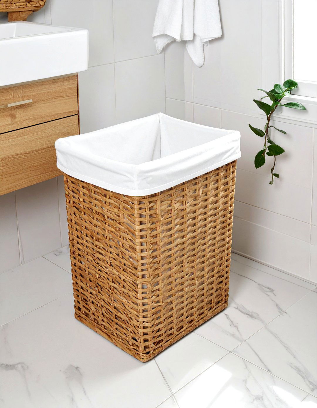 Wicker laundry hamper - 30 bathroom shopping list ideas