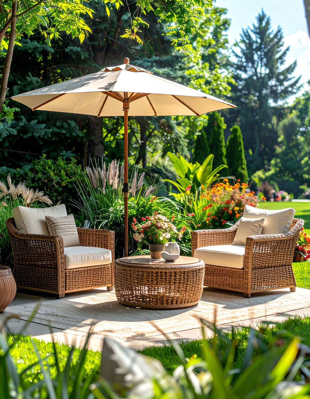 Wicker patio furniture - 30 lake house decor ideas