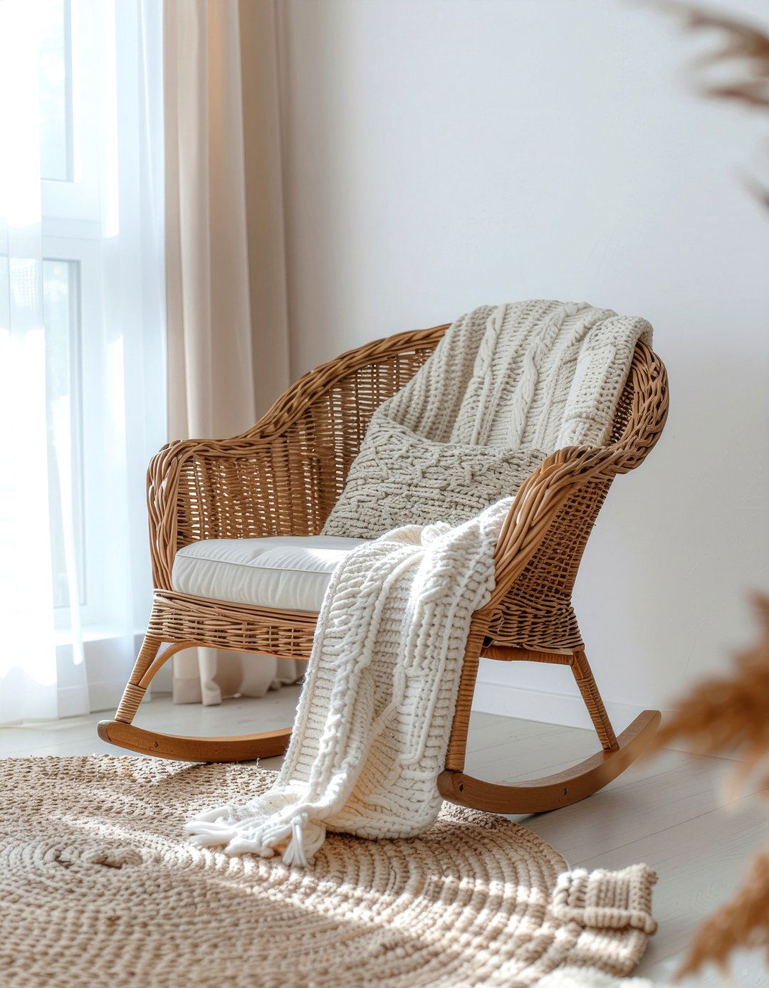 Wicker rocking chair - 30 wicker bedroom ideas