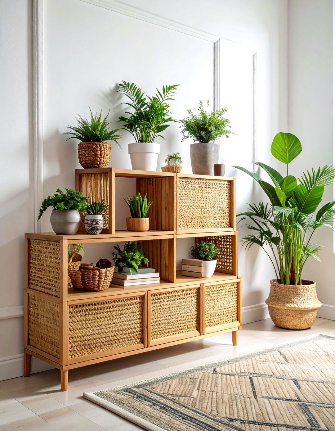 Wicker shelving units - 30 wicker decor ideas